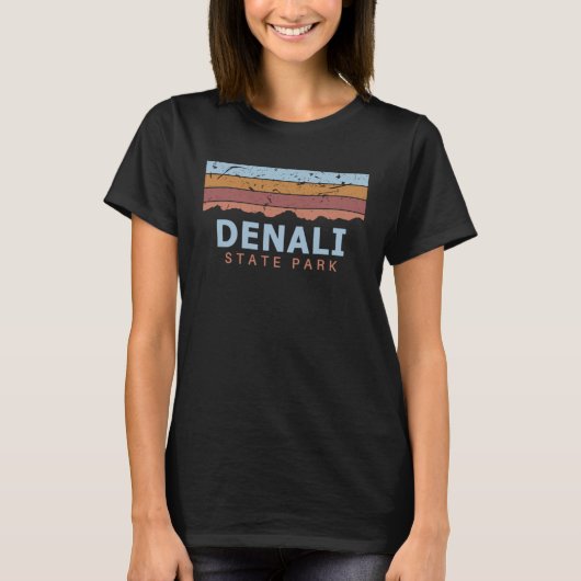 Denali State Park Alaksa Retro Cool T-shirt (Voorkant)
