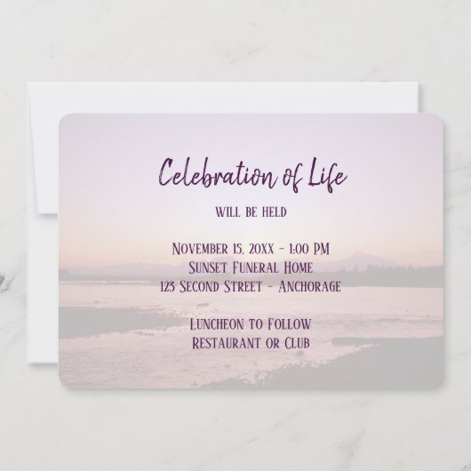 Denali Sunset Celebration of Life Kaart (Achterkant)