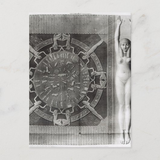 Dendera Zodiac, gegraveerd in 1802 Briefkaart (Voorkant)