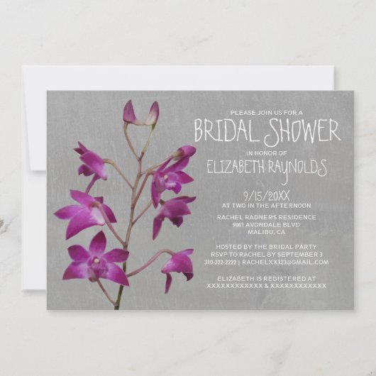 Dendrobium Orchid Bridal Shower Invitations Kaart (Voorkant)