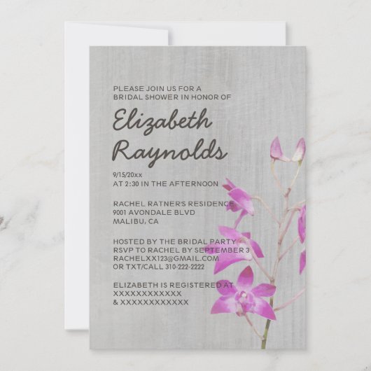 Dendrobium Orchid Bridal Shower Kaart (Voorkant)