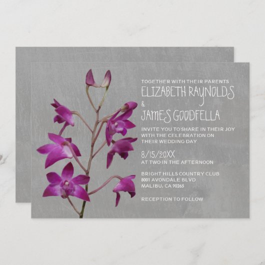 Dendrobium Orchid Wedding Invitations Kaart (Voorkant / Achterkant)