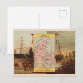 Denemarken 1880s kaart en vignetten (Voorkant / Achterkant)