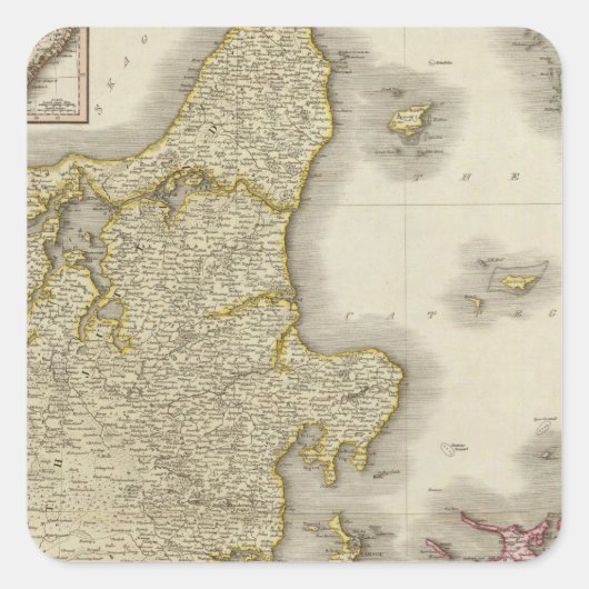 Denemarken 3 vierkante sticker (Voorkant)