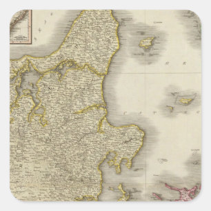 Denemarken 3 vierkante sticker
