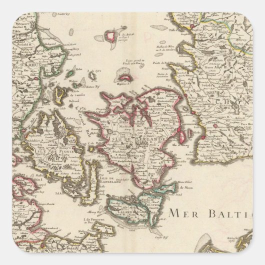 Denemarken 7 vierkante sticker (Voorkant)