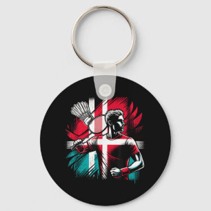 Denemarken Badminton Speler Trotse Patriot Atleet Sleutelhanger
