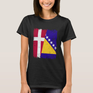 Denemarken Bosnië en Herzegovina Half Vlag T-shirt
