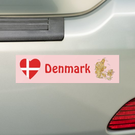 Denemarken Bumpersticker Markthart + Kaart (Op auto)