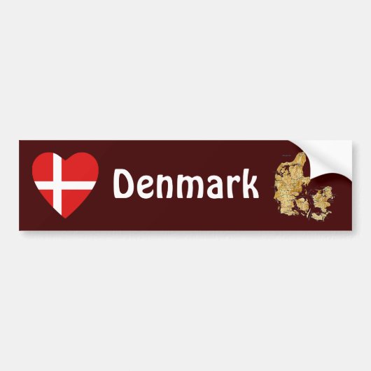 Denemarken Bumpersticker Markthart + Kaart (Voorkant)