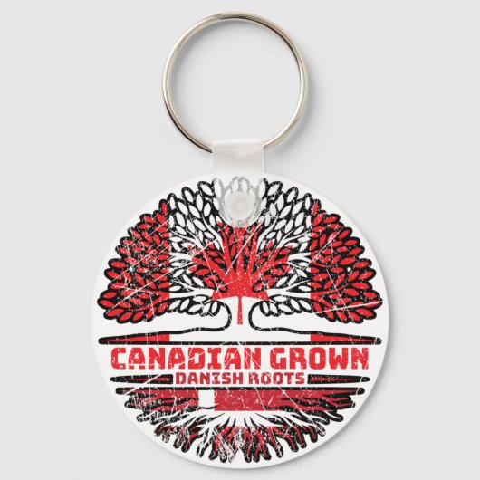 Denemarken Canadese vlag over bomen in Canada Sleutelhanger (Voorkant)