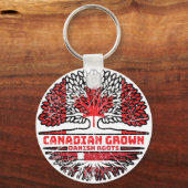 Denemarken Canadese vlag over bomen in Canada Sleutelhanger (Voorkant)