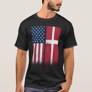 Denemarken Deense Amerikaanse Vlaggen Trots USA De T-shirt