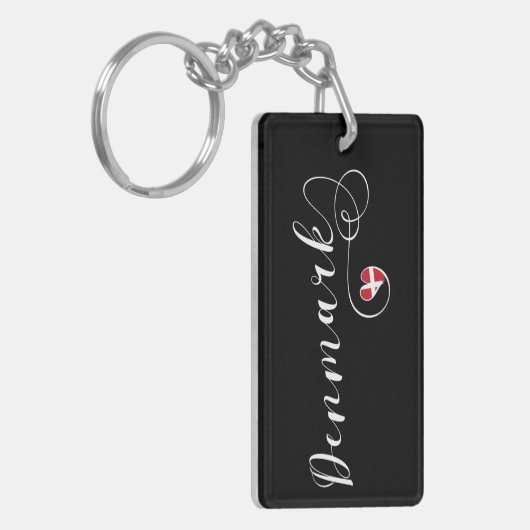 Denemarken, Deense vlag in het hart Sleutelhanger (Voorkant Links)