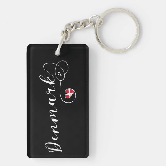 Denemarken, Deense vlag in het hart Sleutelhanger (achterkant)