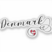 Denemarken, Deense vlag in het hart Sticker (Voorkant)