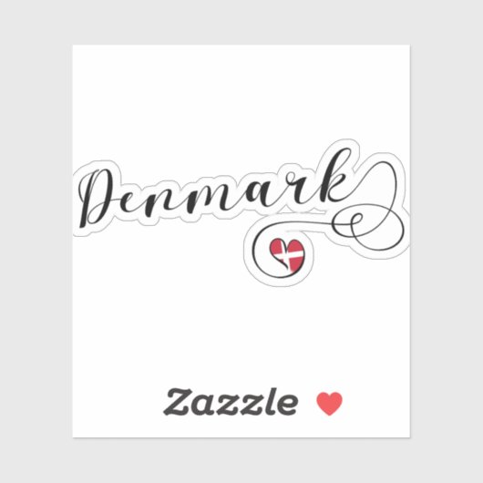 Denemarken, Deense vlag in het hart Sticker (Vel)