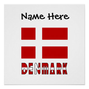 Denemarken Deense Vlag Zwarte Personalisatie Perfect Poster