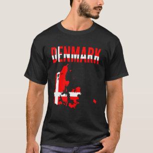 Denemarken Denemarken Landkaart vlag Verstoorde de T-shirt