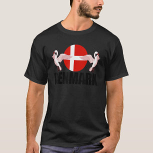 Denemarken Denemarken Vlag nationaal dier Silhou T-shirt