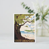 Denemarken, eikenboom aan de strand briefkaart (Staand voorkant)