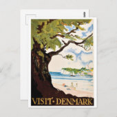 Denemarken, eikenboom aan de strand briefkaart (Voorkant / Achterkant)