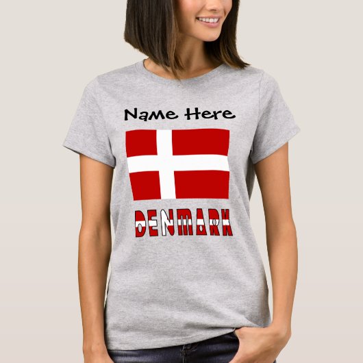 Denemarken en Deense Vlag Gepersonaliseerd  T-shirt (Voorkant)