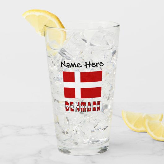 Denemarken en Deense Vlag Persoonlijk Glas (Voorkant ijs)
