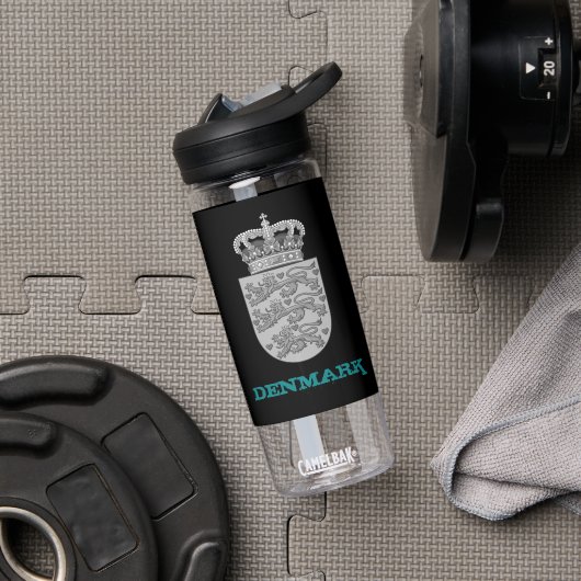 Denemarken Fitness en Deense wapenmantel / vlag Waterfles (Gym)