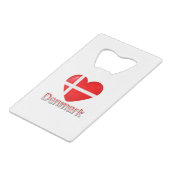 Denemarken Flag Cutout Creditkaart Flessenopener (Voorkant Gekanteld)
