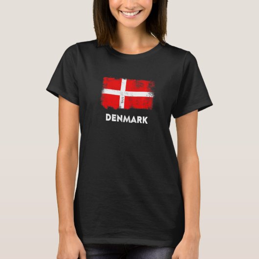 Denemarken Flag Danmark Danemark White Red T-shirt (Voorkant)