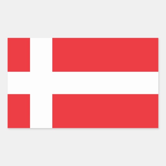 DENEMARKEN FLAG DANNEBROG RECHTHOEKIGE STICKER (Voorkant)