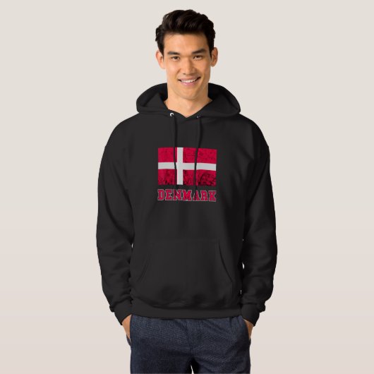 Denemarken Flag Dannebrog Retro Danish Pride Danes Hoodie (Voorkant volledig)