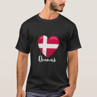 Denemarken Flag Heart Dansk Proud Danmark Roots Da T-shirt