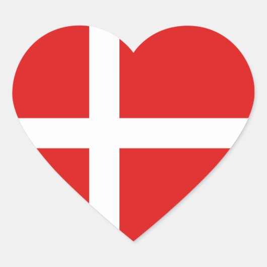 Denemarken Flag Heart Sticker (Voorkant)