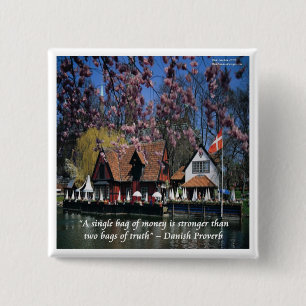 Denemarken Foto & Bekend Spreekwoord Vierkante Button 5,1 Cm