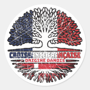 Denemarken Frankrijk - Vlaggen bomen Ronde Sticker