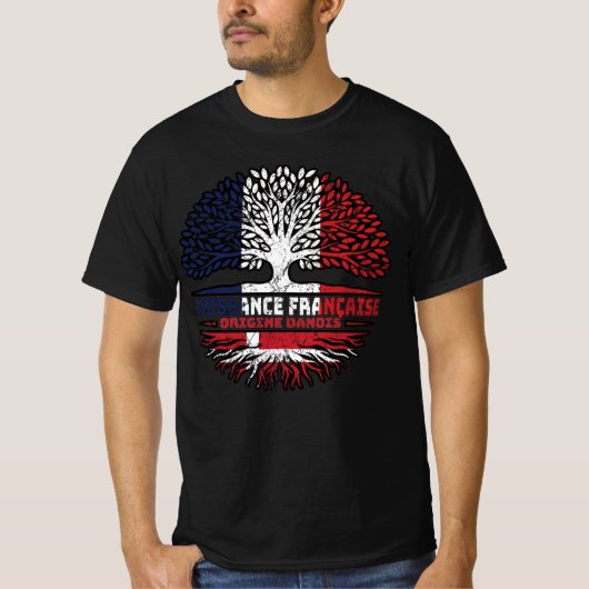 Denemarken Frankrijk - Vlaggen bomen T-shirt (Voorkant)