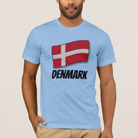 Denemarken, geëtiketteerde vlag, t-shirt (Voorkant)