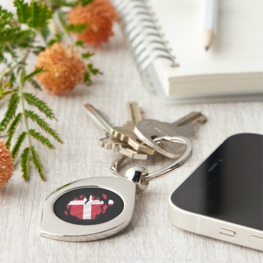 Denemarken Geknipte vlag Sleutelhanger (Zijkant)