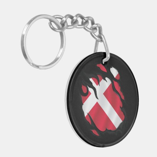 Denemarken Geknipte vlag Sleutelhanger (Voorkant Links)