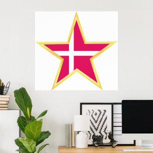 Denemarken Gold Star-vlaggenland Poster