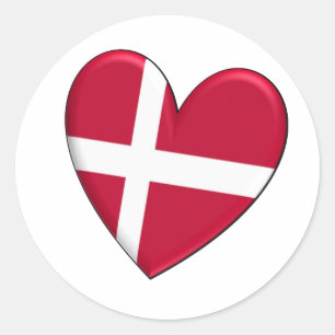 Denemarken Hartvlag Ronde Sticker