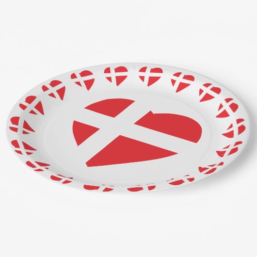 DENEMARKEN HEART SHAPE FLAG DANNEBROG PAPIEREN BORDJE (Gekanteld)