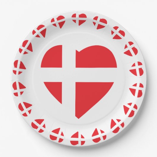 DENEMARKEN HEART SHAPE FLAG DANNEBROG PAPIEREN BORDJE (Voorkant)