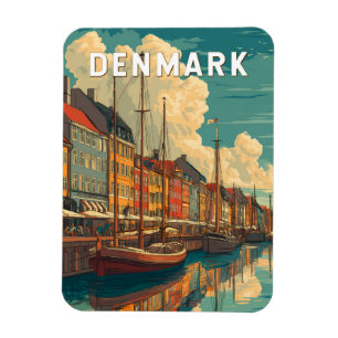 Denemarken Illustratie Reis Kunst Vintage Magneet