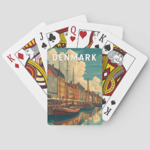 Denemarken Illustratie Reis Kunst Vintage Pokerkaarten