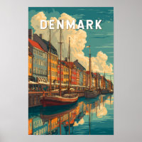 Denemarken Illustratie Reis Kunst Vintage