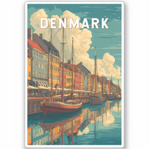Denemarken Illustratie Reis Kunst Vintage Sticker