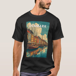 Denemarken Illustratie Reis Kunst Vintage T-shirt